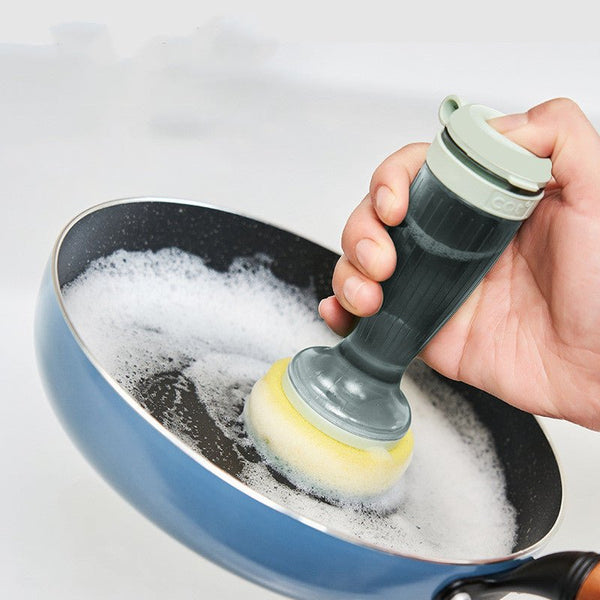 Dish Scrub Brush with Soap Dispenser – Non-Slip Pot & Pan Cleaner