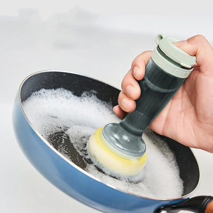 Dish Scrub Brush with Soap Dispenser – Non-Slip Pot & Pan Cleaner