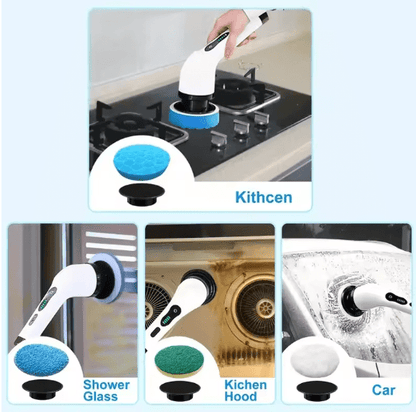 Electric Cleaning Brush JY-6010 – Rechargeable Cordless Power Scrubber with Multiple Brush Heads