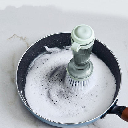 Dish Scrub Brush with Soap Dispenser – Non-Slip Pot & Pan Cleaner